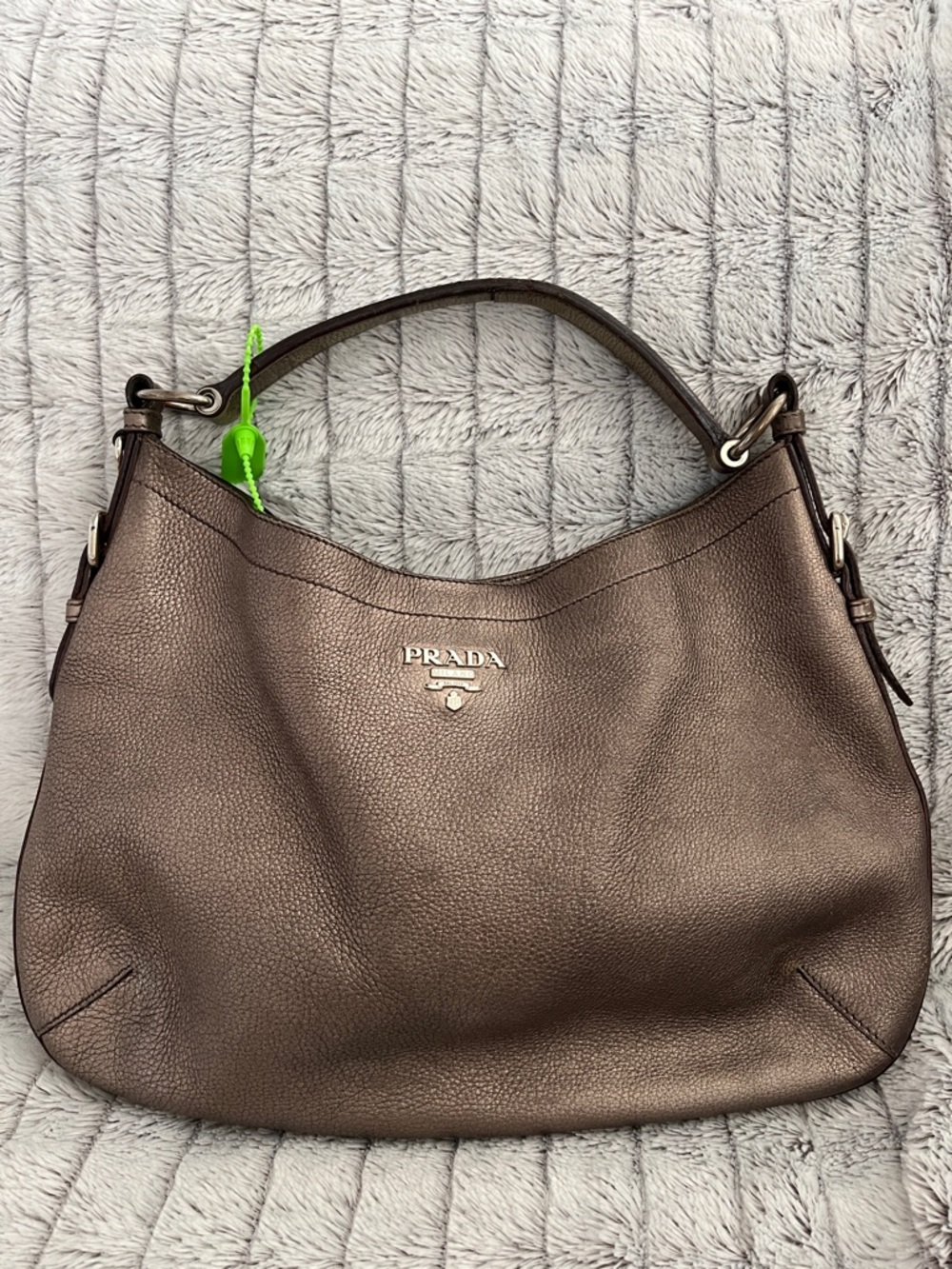 Prada Metallic Bronze Vitello Daino Leather Hobo